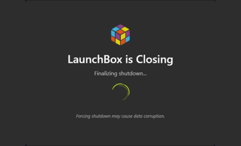 LaunchBox shutdown progress window